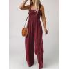 imageDokotoo Womens Casual Loose Overalls Jumpsuits One Piece Sleeveless Wide Leg Long Pant Rompers With PocketsBurgundy