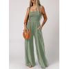 imageDokotoo Womens Casual Loose Overalls Jumpsuits One Piece Sleeveless Wide Leg Long Pant Rompers With PocketsLaurel Green