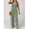 imageDokotoo Womens Casual Loose Overalls Jumpsuits One Piece Sleeveless Wide Leg Long Pant Rompers With PocketsLaurel Green