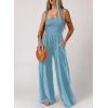 imageDokotoo Womens Casual Loose Overalls Jumpsuits One Piece Sleeveless Wide Leg Long Pant Rompers With PocketsMist Blue