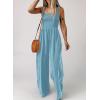 imageDokotoo Womens Casual Loose Overalls Jumpsuits One Piece Sleeveless Wide Leg Long Pant Rompers With PocketsMist Blue