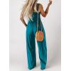imageDokotoo Womens Casual Loose Overalls Jumpsuits One Piece Sleeveless Wide Leg Long Pant Rompers With PocketsPeacock Blue