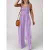 imageDokotoo Womens Casual Loose Overalls Jumpsuits One Piece Sleeveless Wide Leg Long Pant Rompers With PocketsPurple
