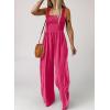 imageDokotoo Womens Casual Loose Overalls Jumpsuits One Piece Sleeveless Wide Leg Long Pant Rompers With PocketsRose