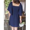 imageDokotoo Womens Dresses 2025 Summer Fall Deep V Neck Elegant Bow tie Mini Dress SXLA Blue