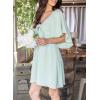 imageDokotoo Womens Dresses 2025 Summer Fall Deep V Neck Elegant Bow tie Mini Dress SXLA Green