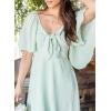 imageDokotoo Womens Dresses 2025 Summer Fall Deep V Neck Elegant Bow tie Mini Dress SXLA Green