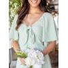 imageDokotoo Womens Dresses 2025 Summer Fall Deep V Neck Elegant Bow tie Mini Dress SXLA Green