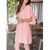 imageDokotoo Womens Dresses 2025 Summer Fall Deep V Neck Elegant Bow tie Mini Dress SXLA Pink