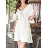 imageDokotoo Womens Dresses 2025 Summer Fall Deep V Neck Elegant Bow tie Mini Dress SXLA White