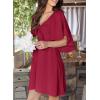 imageDokotoo Womens Dresses 2025 Summer Fall Deep V Neck Elegant Bow tie Mini Dress SXLBurgundy