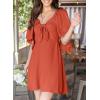 imageDokotoo Womens Dresses 2025 Summer Fall Deep V Neck Elegant Bow tie Mini Dress SXLFlamingo