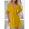 imageDokotoo Womens Dresses 2025 Summer Fall Deep V Neck Elegant Bow tie Mini Dress SXLGinger