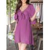 imageDokotoo Womens Dresses 2025 Summer Fall Deep V Neck Elegant Bow tie Mini Dress SXLMeadow Mauve