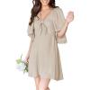 imageDokotoo Womens Dresses 2025 Summer Fall Deep V Neck Elegant Bow tie Mini Dress SXLParchment