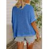 imageDokotoo Womens Floral Fashion Summer Tops 2025 Short Sleeve Crochet Sweaters Swimsuit Cover Ups Lightweight Knit PulloverSky Blue