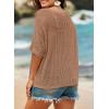 imageDokotoo Womens Floral Fashion Summer Tops 2025 Short Sleeve Crochet Sweaters Swimsuit Cover Ups Lightweight Knit PulloverStraw Yellow