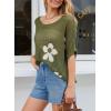 imageDokotoo Womens Floral Fashion Summer Tops 2025 Short Sleeve Crochet Sweaters Swimsuit Cover Ups Lightweight Knit PulloverVineyard Green