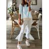 imageDokotoo Womens Long Sleeve Sweaters Casual Crewneck Fashion Fall Striped Color Block Shirts High Low Pullover Sweater TopsB Teal