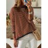 imageDokotoo Womens Long Sleeve Sweaters Casual Crewneck Fashion Fall Striped Color Block Shirts High Low Pullover Sweater TopsC Dark Brown