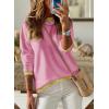 imageDokotoo Womens Long Sleeve Sweaters Casual Crewneck Fashion Fall Striped Color Block Shirts High Low Pullover Sweater TopsF Pink