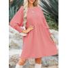 imageDokotoo Womens Summer Dresses Casual Tunic Dress Short Sleeve Crew Neck Flowy Babydoll DressApricot Pink