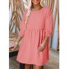 imageDokotoo Womens Summer Dresses Casual Tunic Dress Short Sleeve Crew Neck Flowy Babydoll DressApricot Pink