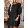 imageDokotoo Womens Summer Dresses Casual Tunic Dress Short Sleeve Crew Neck Flowy Babydoll DressBlack