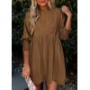 imageDokotoo Womens Summer Dresses Casual Tunic Dress Short Sleeve Crew Neck Flowy Babydoll DressChestnut
