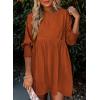 imageDokotoo Womens Summer Dresses Casual Tunic Dress Short Sleeve Crew Neck Flowy Babydoll DressCinnamon