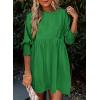imageDokotoo Womens Summer Dresses Casual Tunic Dress Short Sleeve Crew Neck Flowy Babydoll DressDark Green