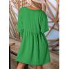 imageDokotoo Womens Summer Dresses Casual Tunic Dress Short Sleeve Crew Neck Flowy Babydoll DressDark Green