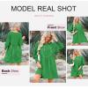 imageDokotoo Womens Summer Dresses Casual Tunic Dress Short Sleeve Crew Neck Flowy Babydoll DressDark Green