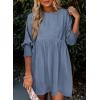 imageDokotoo Womens Summer Dresses Casual Tunic Dress Short Sleeve Crew Neck Flowy Babydoll DressDusk Blue