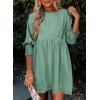 imageDokotoo Womens Summer Dresses Casual Tunic Dress Short Sleeve Crew Neck Flowy Babydoll DressGrass Green