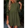 imageDokotoo Womens Summer Dresses Casual Tunic Dress Short Sleeve Crew Neck Flowy Babydoll DressJungle Green