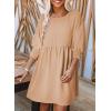 imageDokotoo Womens Summer Dresses Casual Tunic Dress Short Sleeve Crew Neck Flowy Babydoll DressLight French Beige