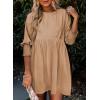 imageDokotoo Womens Summer Dresses Casual Tunic Dress Short Sleeve Crew Neck Flowy Babydoll DressLight French Beige