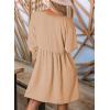 imageDokotoo Womens Summer Dresses Casual Tunic Dress Short Sleeve Crew Neck Flowy Babydoll DressLight French Beige
