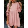 imageDokotoo Womens Summer Dresses Casual Tunic Dress Short Sleeve Crew Neck Flowy Babydoll DressLight Pink