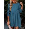 imageDokotoo Womens Summer Dresses Casual Tunic Dress Short Sleeve Crew Neck Flowy Babydoll DressPeacock Blue