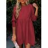 imageDokotoo Womens Summer Dresses Casual Tunic Dress Short Sleeve Crew Neck Flowy Babydoll DressRed Dahlia