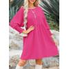 imageDokotoo Womens Summer Dresses Casual Tunic Dress Short Sleeve Crew Neck Flowy Babydoll DressRose Red