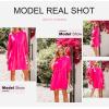 imageDokotoo Womens Summer Dresses Casual Tunic Dress Short Sleeve Crew Neck Flowy Babydoll DressRose Red