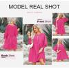 imageDokotoo Womens Summer Dresses Casual Tunic Dress Short Sleeve Crew Neck Flowy Babydoll DressRose Red