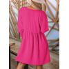 imageDokotoo Womens Summer Dresses Casual Tunic Dress Short Sleeve Crew Neck Flowy Babydoll DressRose Red