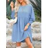 imageDokotoo Womens Summer Dresses Casual Tunic Dress Short Sleeve Crew Neck Flowy Babydoll DressSky Blue