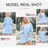 imageDokotoo Womens Summer Dresses Casual Tunic Dress Short Sleeve Crew Neck Flowy Babydoll DressSky Blue