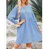 imageDokotoo Womens Summer Dresses Casual Tunic Dress Short Sleeve Crew Neck Flowy Babydoll DressSky Blue