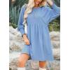 imageDokotoo Womens Summer Dresses Casual Tunic Dress Short Sleeve Crew Neck Flowy Babydoll DressSky Blue